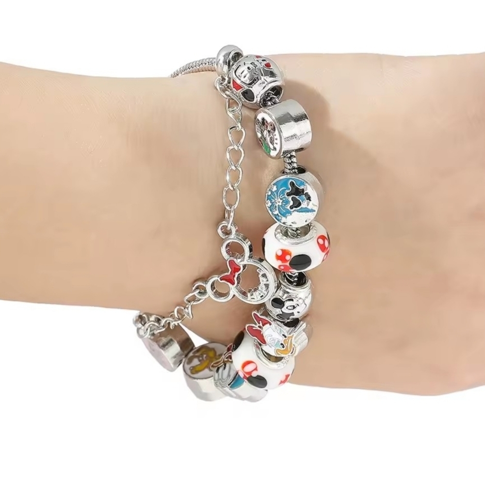 Disney Classic Friends Pandora Style Charm Bracelet Silver Tone - Picture 6 of 10